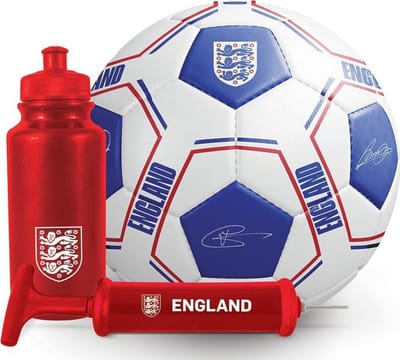 Reydon Cadeau-set Engeland Wit/blauw/rood 3-delig voetbal drinkbus en voetbalpomp