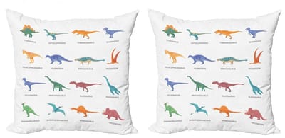 ABAKUHAUS Tyrannosaurus Kussenhoes Set – 2x40x40 cm – Dubbelzijdig bedrukt, multicolor