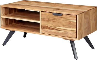 Salontafel Acacia - Woonkamertafel Houten Tafel - Ontspannen in de Woonkamer - Indrukwekkend Design - 95x45 cm - Licht Hout