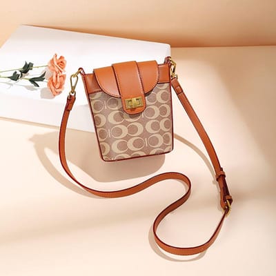 Dames Handtas Mode Print Handtas Ketting Emmer Tas Draagbare Vrije Tijd Crossbody Tas 14*10*18cm abrikoos