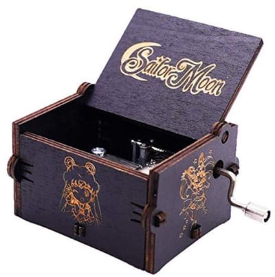 Mini Houten Muziekdoos Handgesneden - Zwart