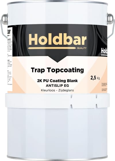 Holdbar Trap Topcoating Antislip (Extra grof) Zijdeglans 2,5 Kg - Glashelder - Transparant - Trapverf - Slijtvast - Gemakkelijk Schoonmaken - Bestand tegen zware belastingen - 2 Componenten - Mat, Zijdeglans en Hoogglans