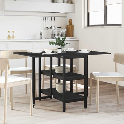 vidaXL - Eettafel - 122 - x - 80 - x - 76,5 - cm - Bewerkt - hout - Zwart - eiken