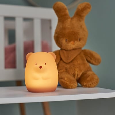 Nattou Silicone - Nachtlamp voor Baby's - Beer - 11 cm - Oranje