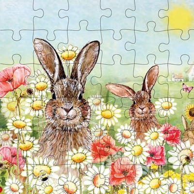 Puzzel wenskaart - Animal Friends - Wenskaart met Puzzel - JPC027- Hares