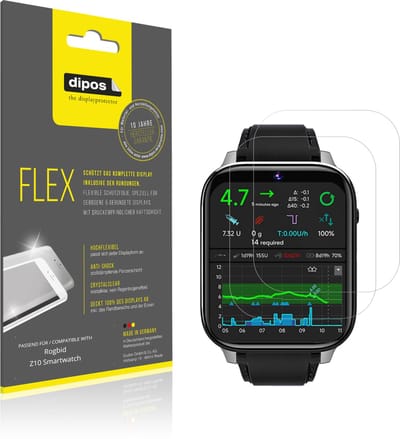 dipos – 2x Beschermfolie geschikt voor Rogbid Z10 Smartwatch | 3D Full Cover Screenprotector | 100% Passend