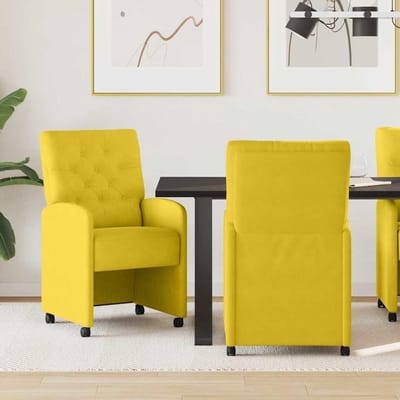 Eetkamerstoelen - Gestoffeerde stoelen - Gezellig tafelen - Met wieltjes - 58 x 67 cm - Geel