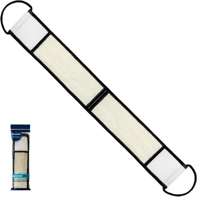Natuurlijke Luffa-spons voor Lichaamsreiniging, Dubbelzijdige Rugschrobber met Handvat, Duurzaam en Biologisch voor Dieptereiniging in Douche en Bad (Zwart)