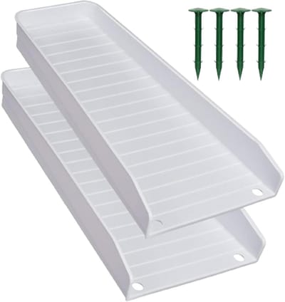 Regenpijp Spatblok - Gootbeschermer Waterafleider - Fundering Beschermen - Gestructureerd Oppervlak - 462 x 238 x 88 cm - Wit
