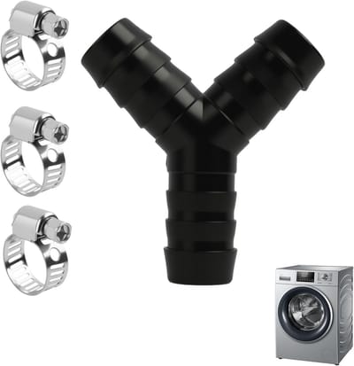 Y-distributor - 2 manieren - aansluiting voor wasmachine - 2-way Y-distributor - voor afvoerpijpen - geschikt voor wasmachines en vaatwassers - inclusief 3 klemnippels - diameter 19 mm