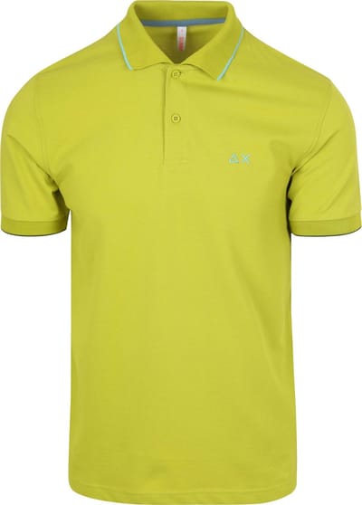 Sun68 Poloshirt Small Stripe Collar Lichtgroen - Maat L - Heren