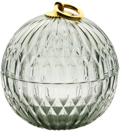 Dekoratief | Bonbonni?re, groen/goud/transparant, glas, 11x11x12cm | A255990