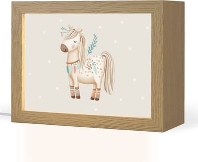 Nachtlampje 20x15 cm - Kinder lampje - Bohemian - Paard - Beige - Tafellamp kinderkamer - Slaapkamer lamp - Bedlamp kinderen - Kinderlampje stopcontact - Wandlamp babykamer - Nachtlampjes