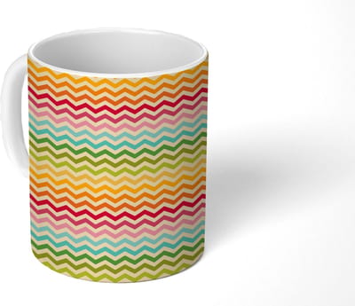 Mok - Koffiemok - Patroon - Regenboog - Retro - Mokken - 350 ML - Beker - Koffiemokken - Theemok