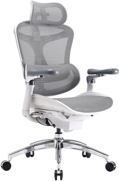 SIHOO C300-Geüpgraded Ergonomische Bureaustoel - Ultrazachte 6D-Armleuningen - Verstelbare Hoofdsteun & Zitkussen - Dynamische Lendensteun - 150kg Draagvermogen - Kantoor/Thuis/Gaming - Wit