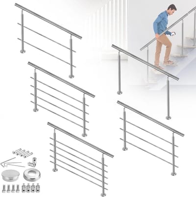Roestvrijstalen trapleuning - Balustrade leuning - Veilig traplopen - Robuust en duurzaam - 180 cm - Zilver