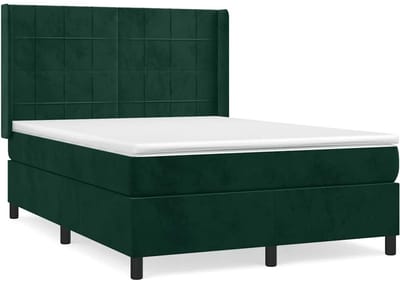 vidaXL - Boxspring - met - matras - fluweel - donkergroen - 140x190 - cm