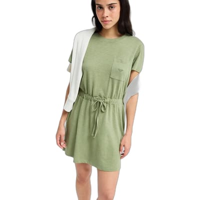 Roxy Sunny Expedition Solid Korte Mouw Jurk Groen XS Vrouw