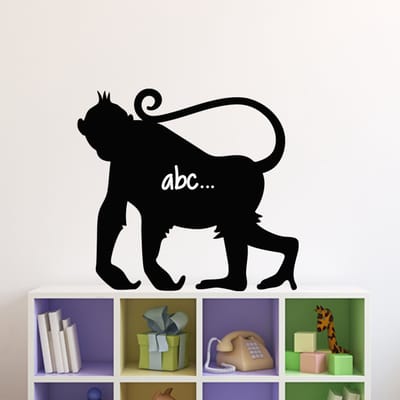Schoolbordsticker - uitwisbare zelfklevende muurstickers - Apen silhouet - 110x120cm