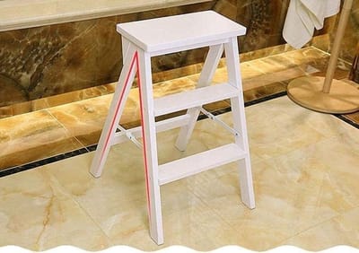 Opstapje Ladderkruk - Houten Trapje - Huishoudelijk Gebruik - Opvouwbaar Design - 64 cm Hoog - Natuurlijk Hout