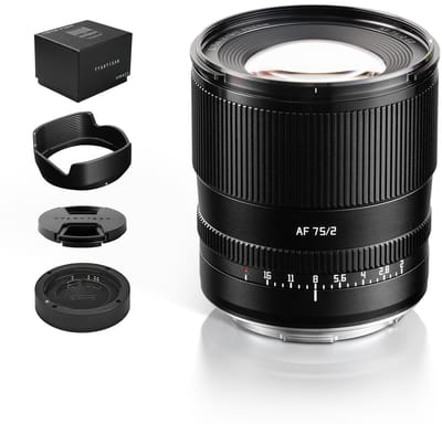 Dailygoods- Lens 75 mm F2 AF - Full Frame - Portretfotografie - Autofocus - Zwart - Grote diafragma voor helderheid - Portretlens
