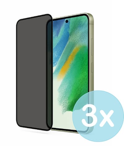 Privacy Screenprotector Geschikt voor Samsung Galaxy S21 FE – Anti-Gluren – Krasbestendig Gehard Glas 9H – Volledige Dekking – 3-Pack – FuturiQ