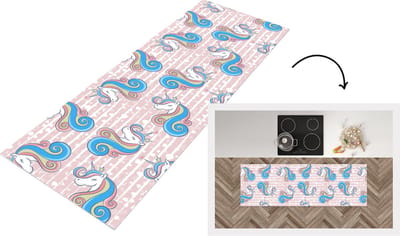 Keukenloper - Loper keuken - Unicorn - Patronen - Roze - 150x50 cm - Keukenloper vinyl