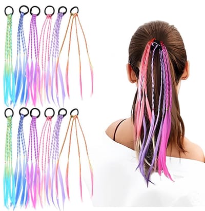 Allecto - Haarstrengen - Vlechtaccessoires - Met Elastische Touwband - Kleurrijk - 12 Stuks - Leuk voor Kinderen en Feestjes - Ideaal voor Creatiev...