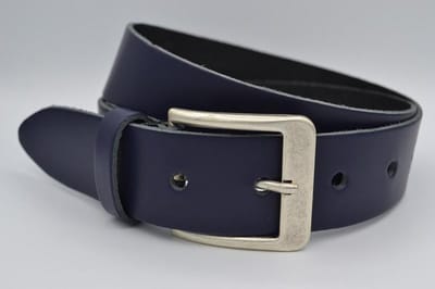 4cm brede marine blauwe echt lederen jeans riem maat 85