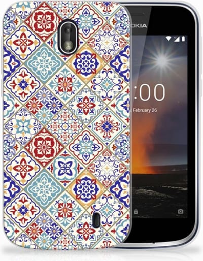 TPU Hoesje voor Nokia 1 TPU Siliconen Hoesje Tiles Color