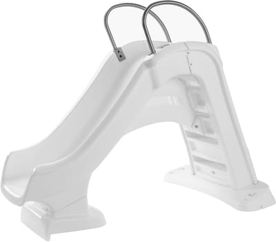 Step2 Vero Poolside Zwembad Glijbaan Wit – Zwembad Glijbaan 120 cm – Met Wateraansluiting – Antislip Treden – Tot 102 kg