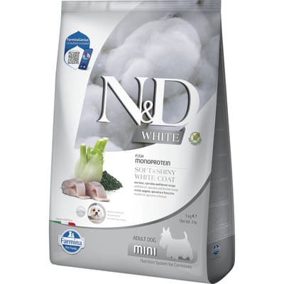 Farmina N&D Dog Adult Mini White met zeebaars, venkel & Spirulina - Dubbelpak: 2 x 5 kg