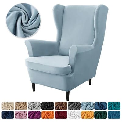 1PC Stretch Wing Chair Hoezen Elastisch Anti-vuil Velvet Wingback Leunstoelhoes Enkele Relax Bankhoezen met Zitkussenhoes
