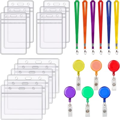 Set van 12 Kaarthouders met Lanyards en Intrekbare Clips voor ID Kaarten