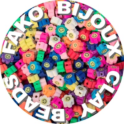 Fako Bijoux - 100 Klei Kralen Bloem Smiley / Emoji Mix - Polymeer Kralen - Figuurkralen - Kleikralen - 10mm - 100 Stuks