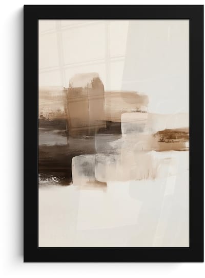 Poster in lijst - Fotolijst 20x30 cm - Posters - Penseelstreken - Abstract landschap - Rust - Posterlijst zwart - Decoratie - Wanddecoratie woonkamer - Muurdecoratie slaapkamer