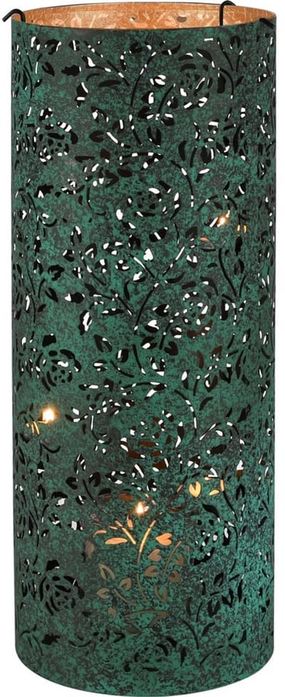 Dekoratief | Windlicht 'Splendid Flowers', groen, metaal, 18x18x45cm | A258035