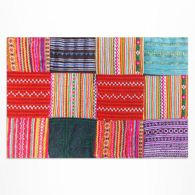 Wallfluent Vinyl Buitenkleed - Buitenkleed Voor Balkon Turkse Patchwork-Patroonweefsels - 60 x 90 cm - Rechthoek Hoogwaardig PVC Materiaal - Veelkleurig Antislip Buitenkleed - Abstractie Modern Buitenkleed - Voor Buitenkeuken Of Loungehoek
