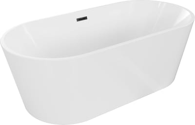 Mexen Luna vrijstaande badkuip 180 x 80 , wit, zwarte overloop - 52031808000-70