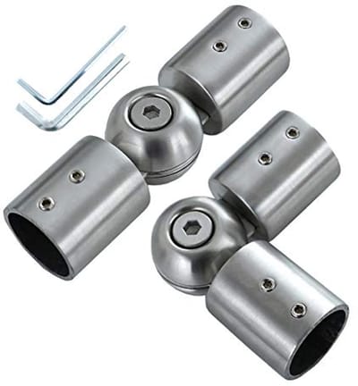 Gordijnroede Connector - Hoekverbinder Gordijnroede - Erker Gordijnen Ophangen - Verstelbare Hoek - Tot 2.5cm Diameter - Zwart Zilver