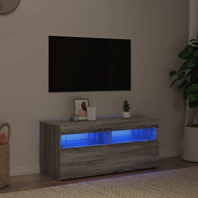 vidaXL - Tv-meubel - met - LED-verlichting - 90x35x40 - cm - grijs - sonoma - eiken