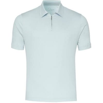 Desoto Luxury Polo Luxury Solid Color Zip Collar Aqua / male