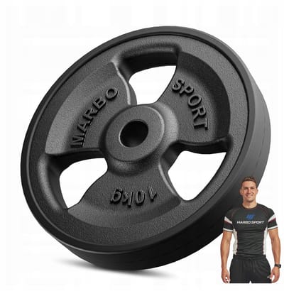 Marbo Sport - Halterschijf - Weight Plate gecoat - 10 kg - Gietijzer - Boring 31 mm - Voor krachttraining en thuisgym en Home Gym - Zwart
