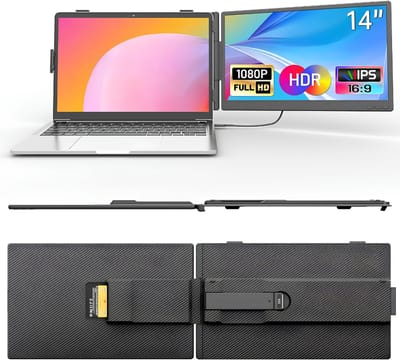 KAD® Portable Monitor - 14 inch Laptop Schermuitbreiding - Draagbare Monitor - Draagbaar Scherm - Zwart - 39cm x 26cm x 7cm