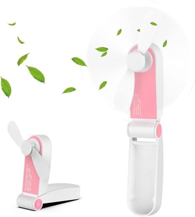 Mini Opvouwbare Zakventilator, Draagbare Oplaadbare Ventilator Met USB Kabel, 2 Snelheden Voor Reizen, Huis & Buiten, Roze