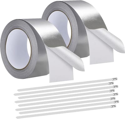 Zelfklevende Hittebestendige Tape voor Uitlaat, 40 m x 5 cm, Snijbaar, Inclusief 20 Kabelbinders, Ideaal voor Auto, Motor en Verzegeling