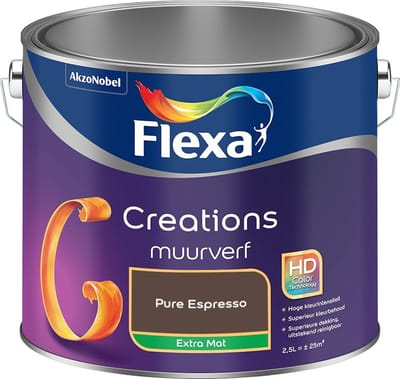 Flexa - Creations Muurverf Extra Mat - Pure Espresso - Mengverf - 2,5 L