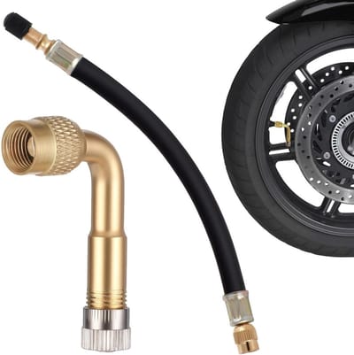 Flexibele ventielverlenging 210 mm met 90° kop voor autobanden, geschikt voor Schrader-stuurpen, zwart en goud
