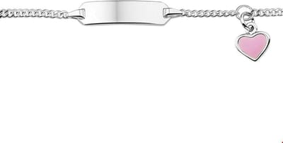 The Kids Jewelry Collection Graveerarmband Hart Plaat 5,5 mm 9 - 11 cm - Zilver