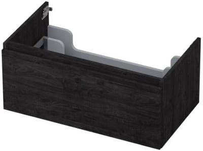 INK - Onderkast 1 Lade Greeploos met Houten Keerlijst - 800x450x350 Mm - Houtskool Eiken